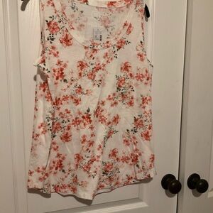 Maurices Floral Tank Top - White and Red